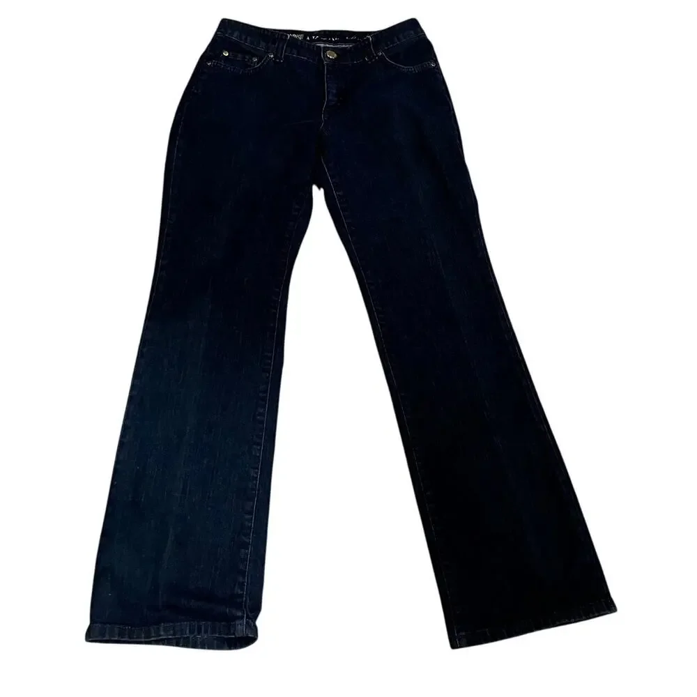 Anne Klein‎ Limited Edition Dark Wash Women's Jeans 6 Bootcut Embroidered